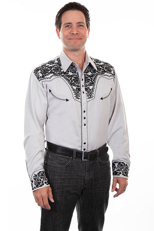 Vintage Inspired Western Shirt: Scully Men's Gunfighter Steel - OutWest ...