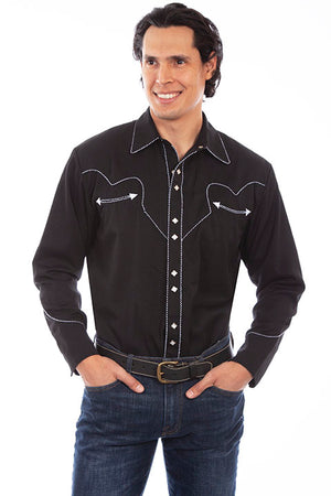 Vintage Inspired Western Shirt Mens Scully Black White