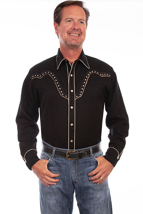 Vintage Inspired Western Shirt: Scully Men's Embroidered Classic ...