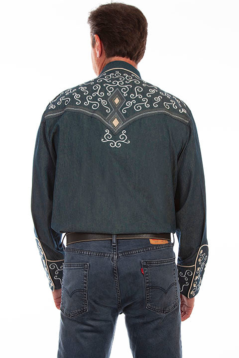 Scully Men's Embroidered Shirt Diamonds Front