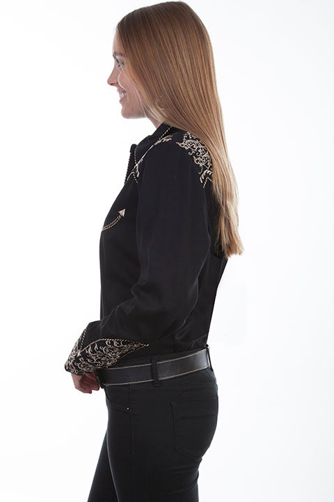 Vintage Inspired Western Shirt Ladies' Scully Two Tone Embroidery Side