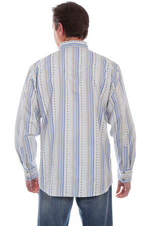 Scully Men's Signature Shirt Collection Blue Star Stripe Back