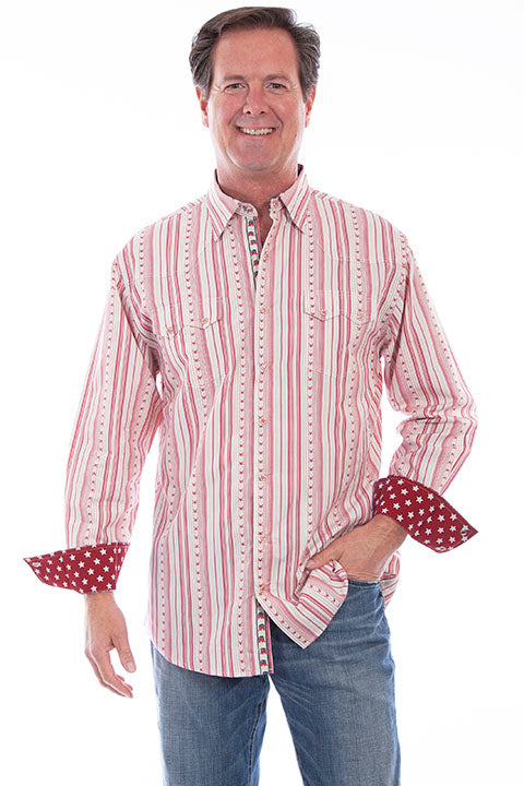 Scully Men's Signature Shirt Collection Red Star Stripe Front