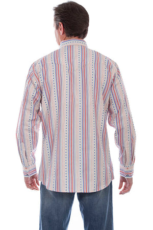 Scully Men's Signature Shirt Collection White Star Stripe Back