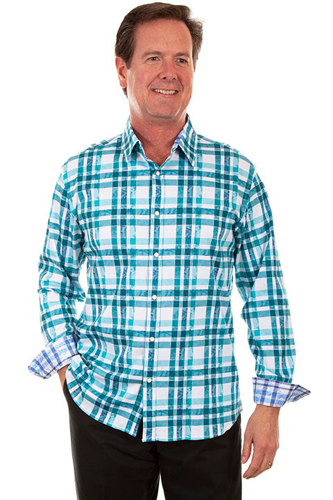 Scully Men's Soft Signature Collection Green Plaid Front