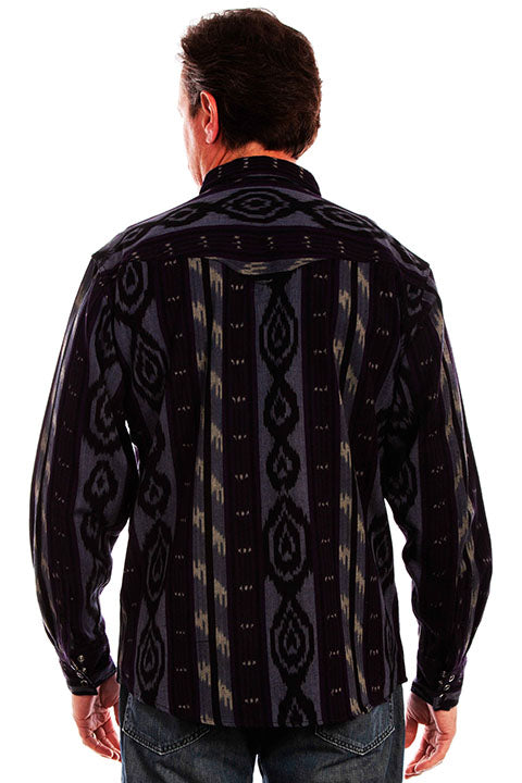 Scully Men's Signature Ikat Blue Pattern Shirt Back