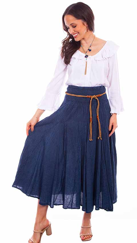 Ladies' Scully Cantina Collection Dark Blue Cotton Skirt