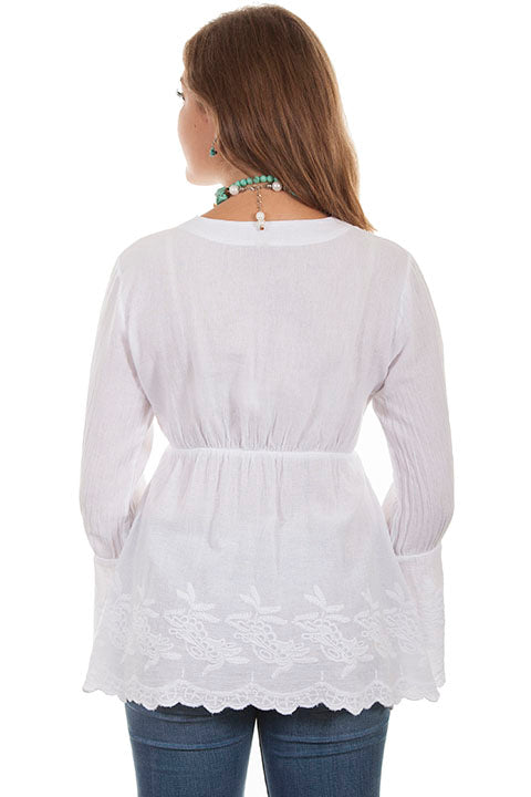 Cantina Collection Pullover with Long Bell Sleeves White Back
