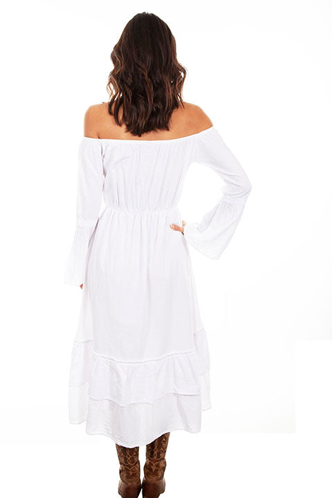 Scully Cantina Collection Embroidered Bodice Off The Shoulder Dress White Back