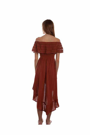 Scully Cantina Collection Ladies' Off Shoulder Dress Ginger Back