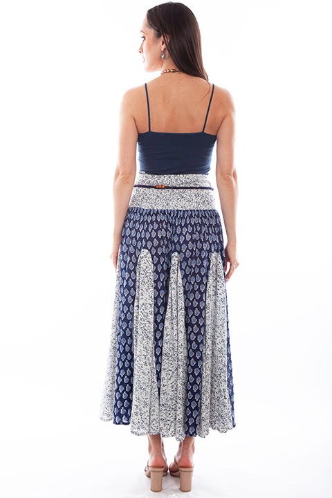 Scully Ladies' Blue Print Maxi Skirt Front