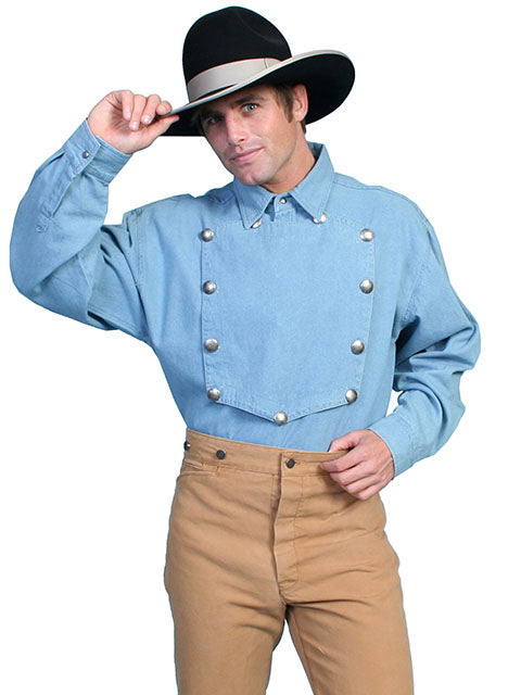 Scully Men's Old West Rangewear Bib Shirt Denim