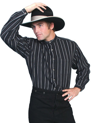 Scully Rangewear Old West Men's Shirt Stripe Star Buttons Black