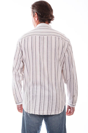 Scully Rangewear Old West Men's Shirt Stripe Star Buttons White Back