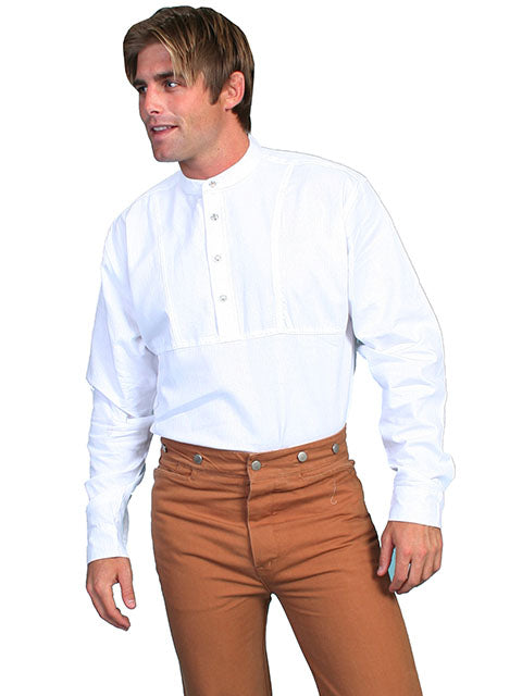 Scully Men's Old West Rangewear Ribbed Cotton Pullover Shirt White