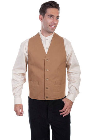 Scully Men's Old West Rangewear Vest Tan Front