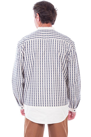 Scully Men's Old West Rangewear Pullover Blue Stripe Shirt Back