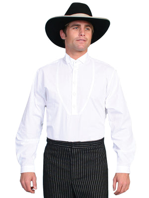 Scully Men's Rangewear Old West Shirt Bib Front with Wing Tips White Front