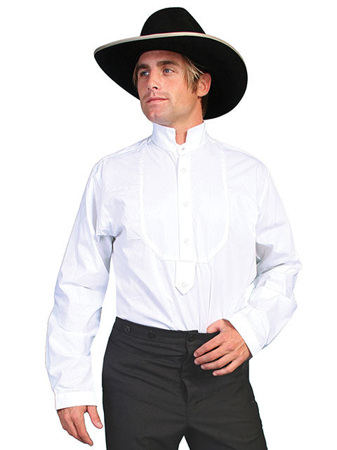 Scully Men's Old West Rangewear Pullover Shirt Stand Up Collar White
