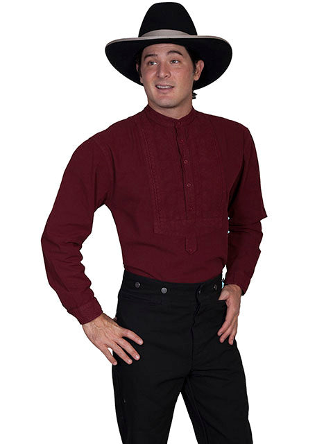 Scully Men's Old West Rangewear Cotton Bib Burgundy Front