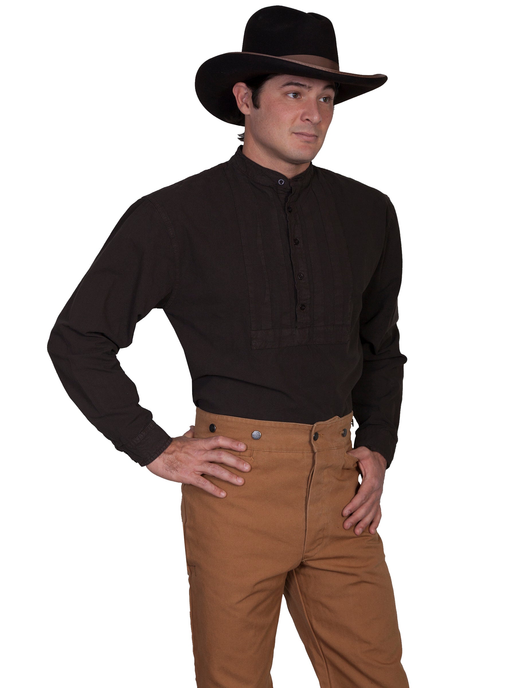 Scully Men's Old West Rangewear Pullover Pleated Bib Brown