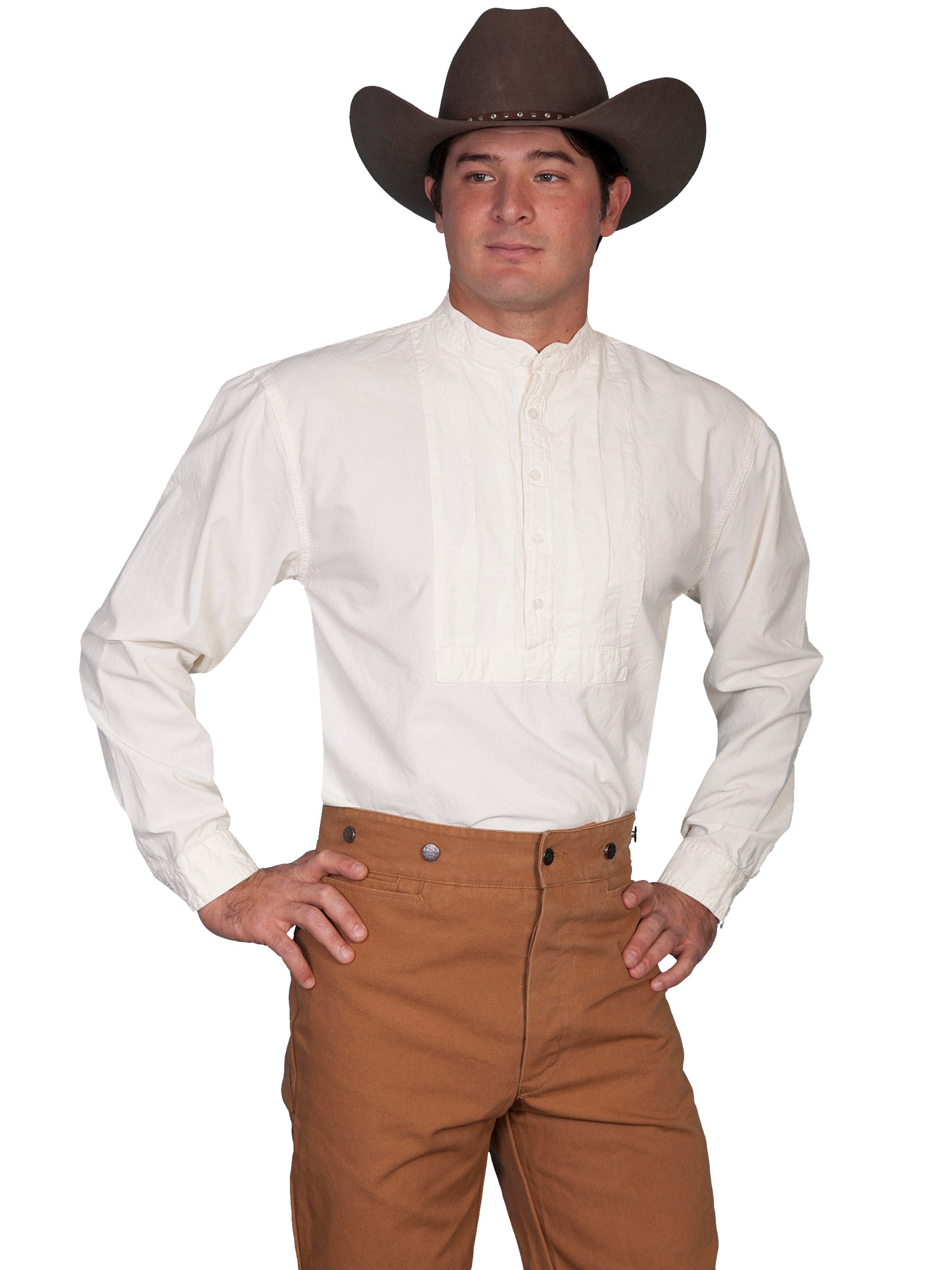 Scully Men's Old West Rangewear Pullover Pleated Bib Ivory