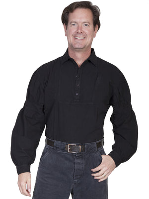 Scully Men's Rangewear Old West Shirt Dealer Banded Sleeves Black Front