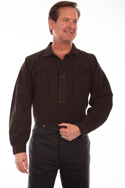 Scully Men's Solid Whipstitch Denim Retro Long Sleeve Western Shirt - Country Ou