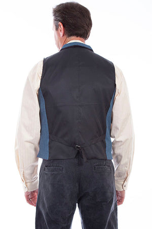 Scully Men's Rangewear Blue Herringbone Vest Back