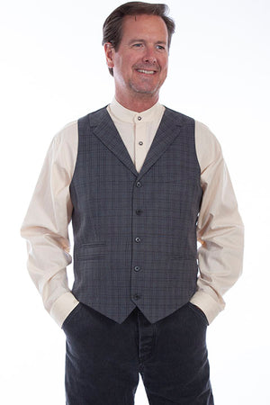 Scully Old West Men's Rangewear Charcoal Plaid Vest
