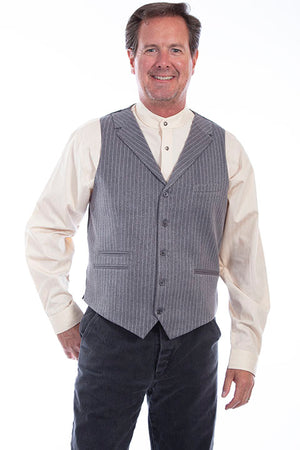 Scully Old West Men's Rangewear Pinstripe Heather Grey Vest Front