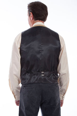 Scully Old West Men's Rangewear Herringbone Stripe Wheat Vest Back
