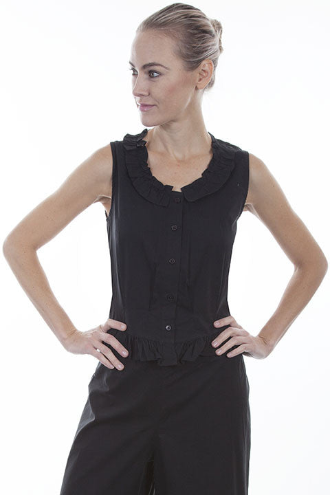 Scully Ladies Rangewear Cotton Camisole Black Button Front