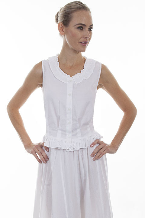 Scully Ladies Rangewear Cotton Camisole White Button Front