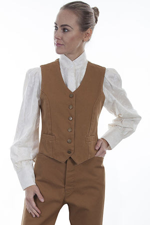 Scully Rangewear Old West Collection Canvas Vest Tan Front