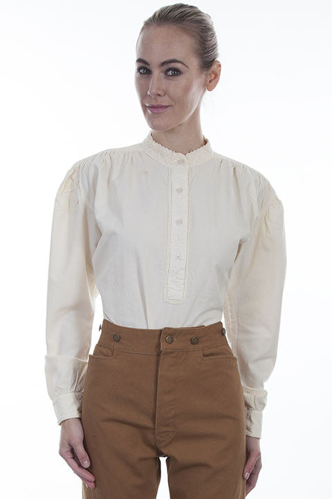Old West Collection Top Rangewear Pullover Work Shirt Ivory Front