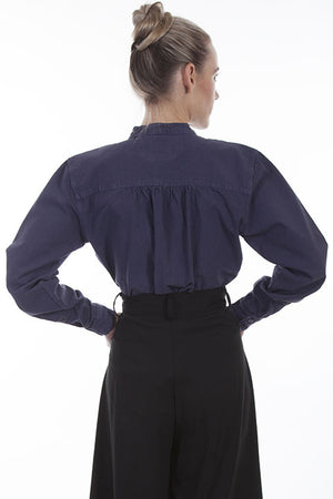 Scully Ladies Rangewear Blouse with Embroidered Bib Blue Back