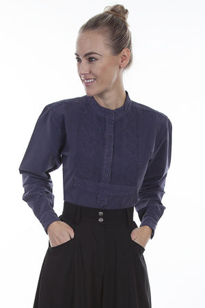 Scully Ladies Rangewear Blouse with Embroidered Bib Blue Front