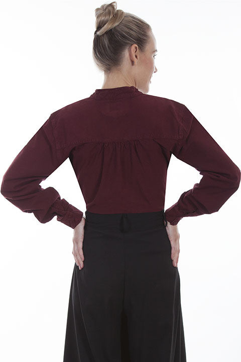 Scully Ladies Rangewear Blouse with Embroidered Bib Burgundy Back
