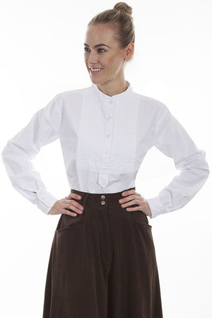 Scully Ladies Rangewear Blouse with Embroidered Bib White Front