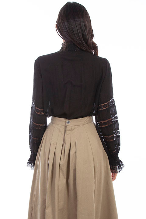 Scully Ladies' Old West Rangewear Poet Blouse Black Back RW613