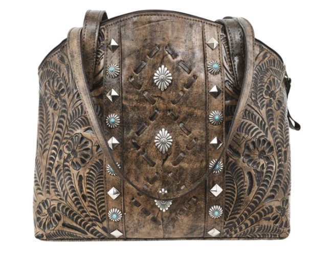 American West Annie's Secret Half Moon Tote Distressed Charcoal