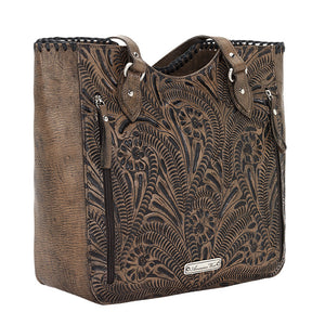 American West Handbag, Annie's Secret Collection, Tote, Pocket, Back Charcoal Brown