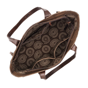American West Handbag, Annie's Secret Collection, Tote, Pocket, Interior Chocolate Brown