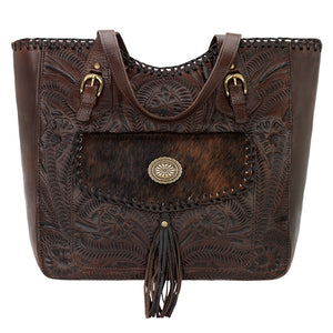 American West Handbag, Annie's Secret Collection, Tote, Pocket, Front Chestnut Brown