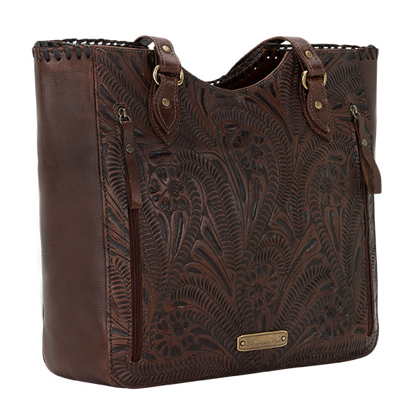 American West Handbag, Annie's Secret Collection, Tote, Pocket, Back Chestnut Brown