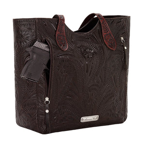 American West Handbag, Annie's Secret Collection, Tote, Pocket, Back Chocolate Brown