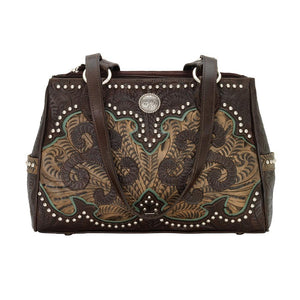 American West Annie's Secret Concealed Carry Shoulder Handbag Multicompartment Chocolate Front