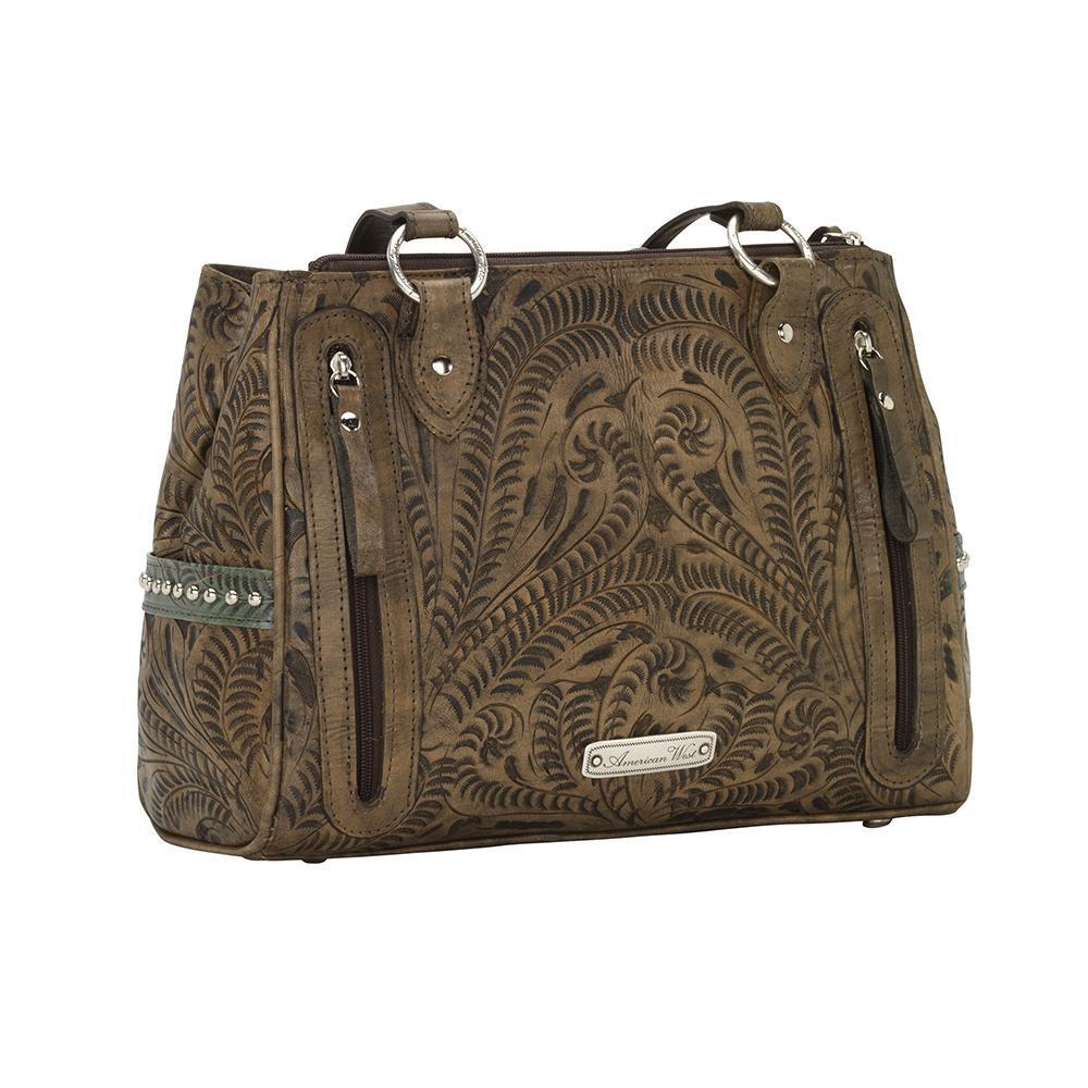 American West Annie's Secret Concealed Carry Shoulder Handbag Multicompartment Chocolate Front