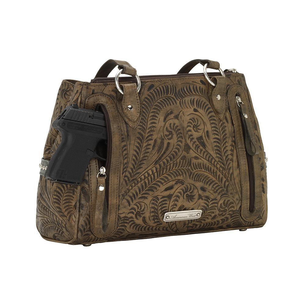 American West Annie's Secret Concealed Carry Shoulder Handbag Multicompartment Back with Gun